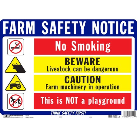 Hy-Ko Farm Safety Notice Sign 10" x 14", 5PK A29120